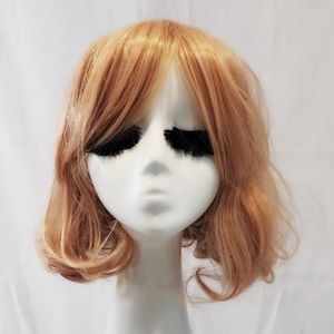 New Rose Gold bob wig with long bangs cosplay
